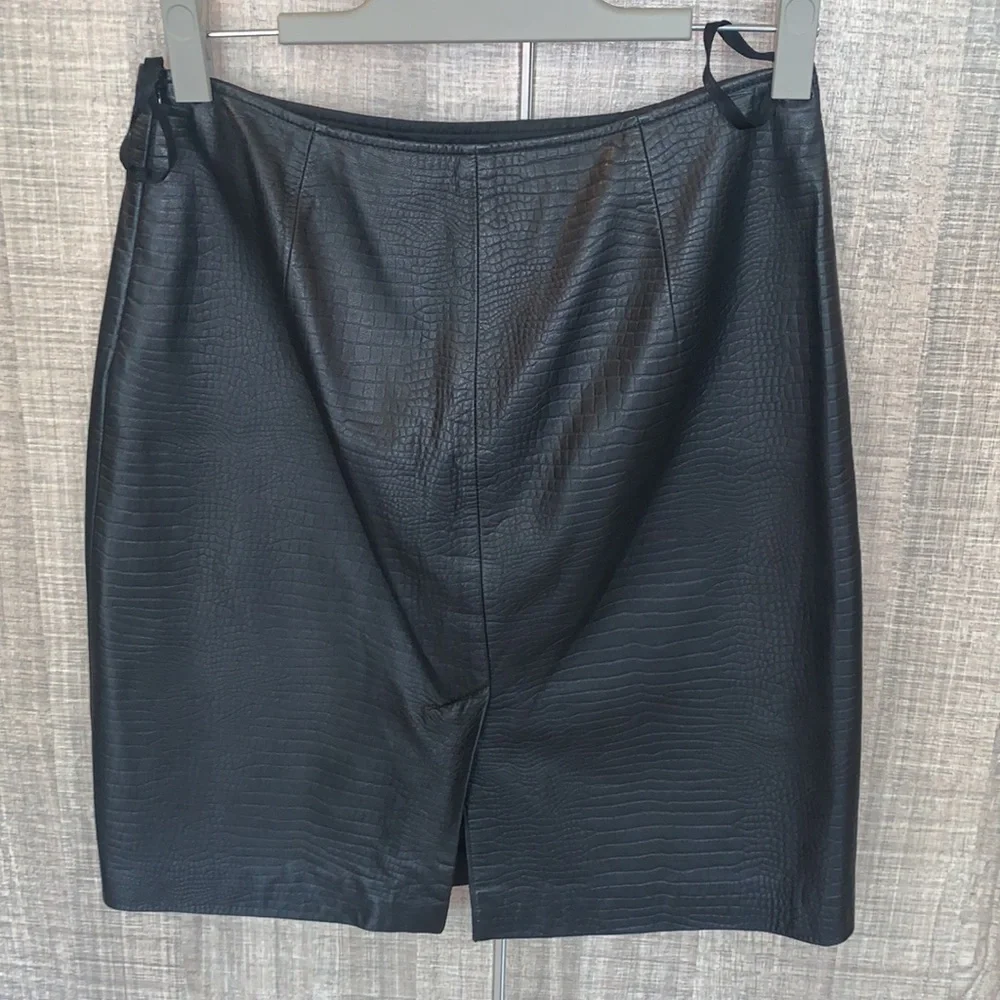 Lauren Ralph Lauren Leather Embossed‎ Croc Skirt